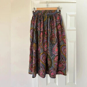 EUC Vintage Campus Casual of California Paisley MIDI Elastic Waist Skirt Small